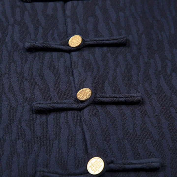 Buddha Stonesカジュアル フロッグボタン タンスーツ ジャカード リネン メンズ シャツ