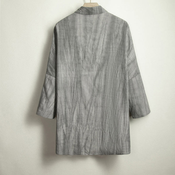 Buddha Stonesカジュアルグレー メンズ フロッグボタンシャツ 禅服 - image 5