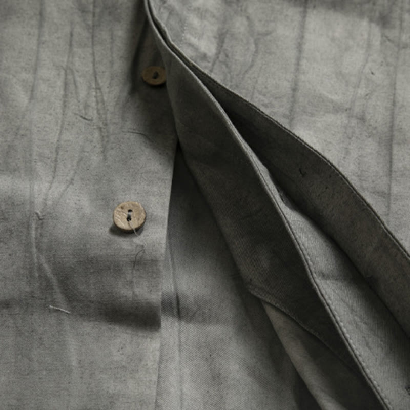 Buddha Stonesカジュアルグレー メンズ フロッグボタンシャツ 禅服 - image 7