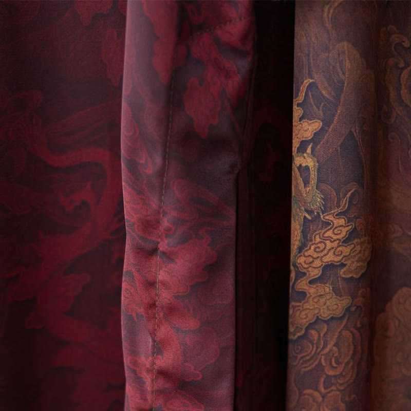 Buddha Stonesヴィンテージ中国製カエルボタン唐装メンズドラゴンコットンローブ