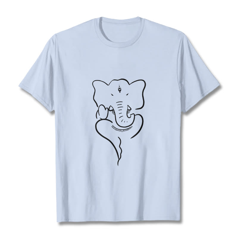 Buddha Stonesガネーシャ象スケッチ柄Tシャツ - ライトシアン - 2XL - image 19