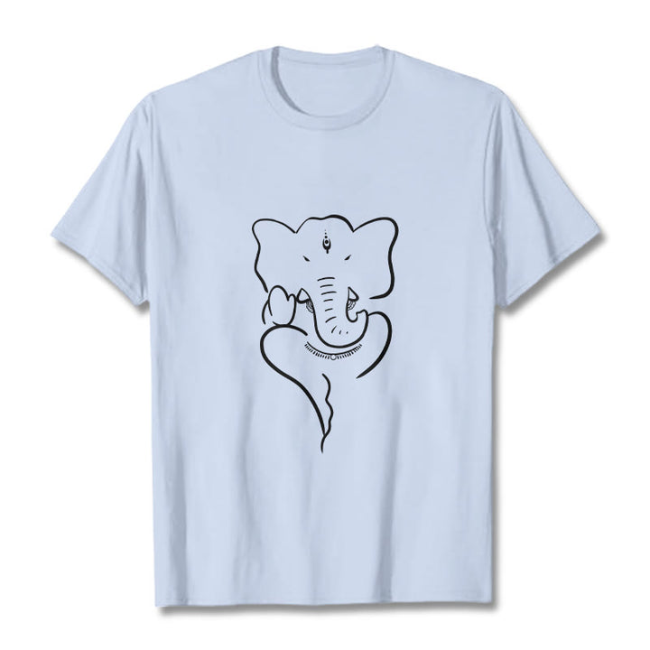 Buddha Stonesガネーシャ象スケッチ柄Tシャツ - ライトシアン - 2XL - image 19