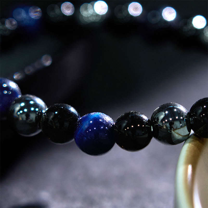 Buddha Stones天然タイガーアイオブシディアンヘマタイトポジティブパワフルブレスレット