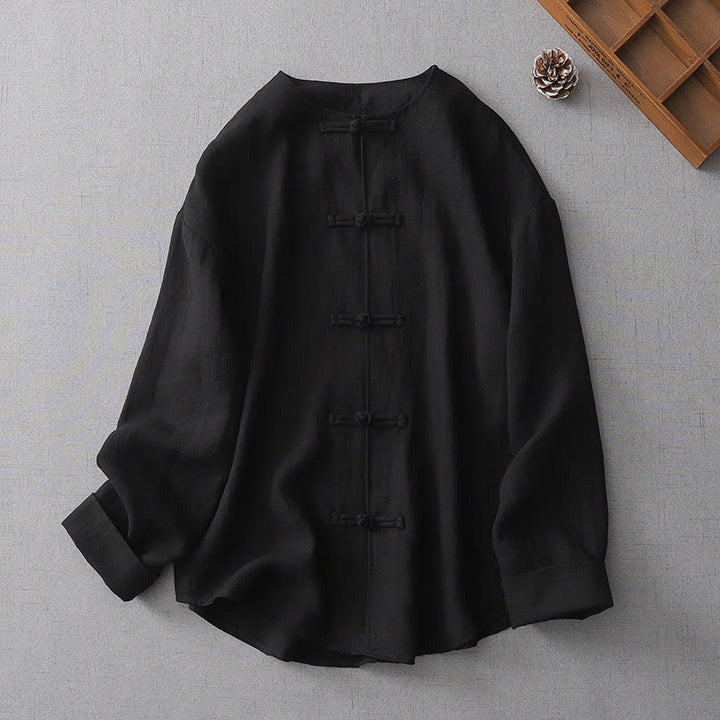 Buddha Stones無地ボタン長袖レディースシャツ - 黒 - US8-10,UK/AU12-14,EU40-42 (2XL) - image 13