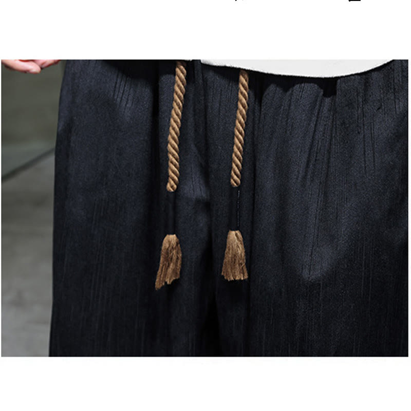 Buddha Stones無地コーデュロイドローストリングサーマルメンズハーレムパンツ(ポケット付き) - image 19