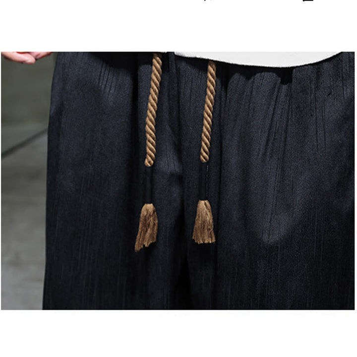 Buddha Stones無地コーデュロイドローストリングサーマルメンズハーレムパンツ(ポケット付き) - image 19