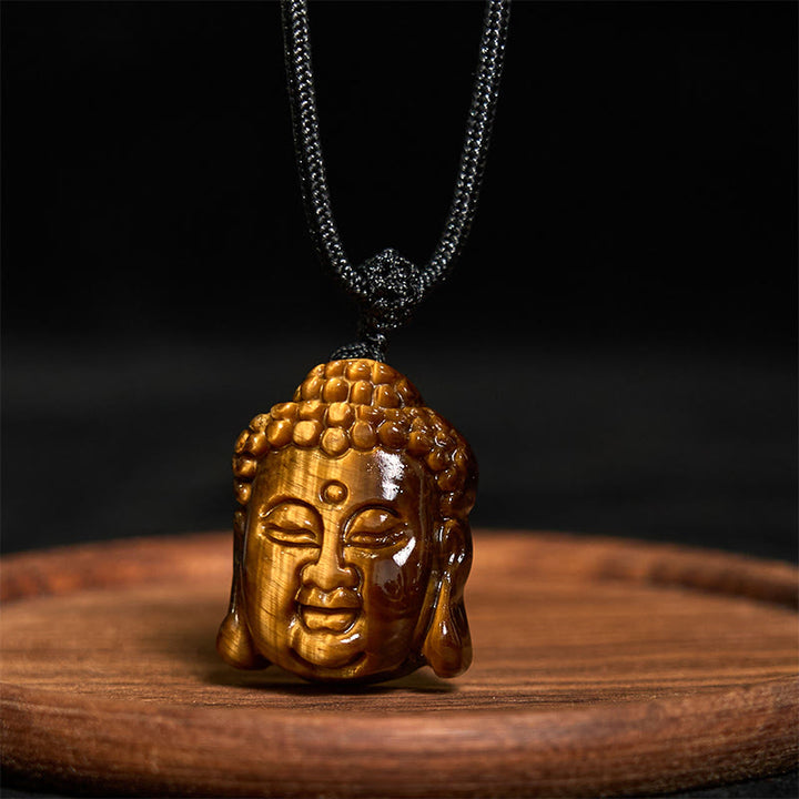 Buddha Stonesタイガーアイ ストリング 仏陀頭 勇気 ネックレス ペンダント - image 3