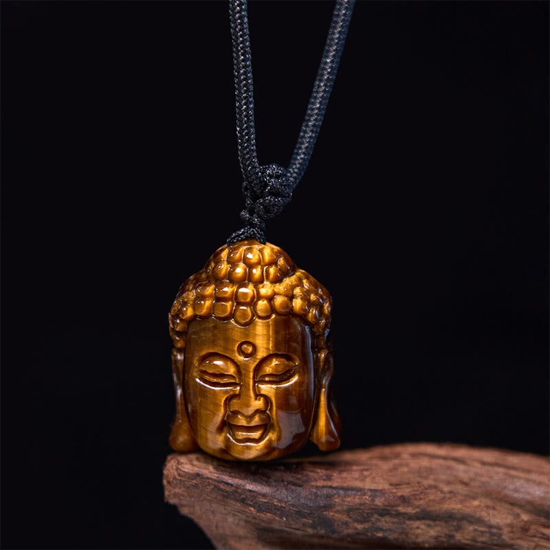 Buddha Stonesタイガーアイ ストリング 仏陀頭 勇気 ネックレス ペンダント - image 2