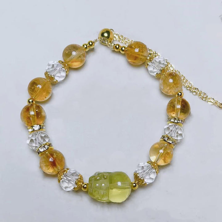 Buddha Stones天然シトリンPiXiu繁栄ブレスレット
