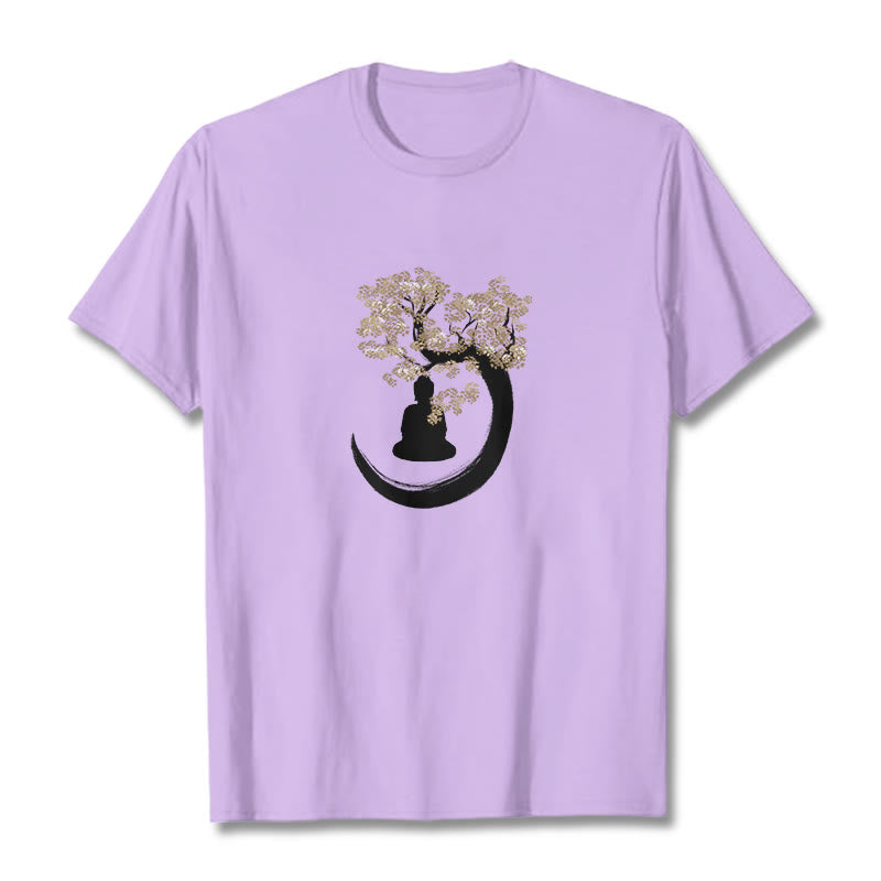 Buddha Stones、木の下に座る仏陀のコットンTシャツ - 梅 - 2XL - image 6