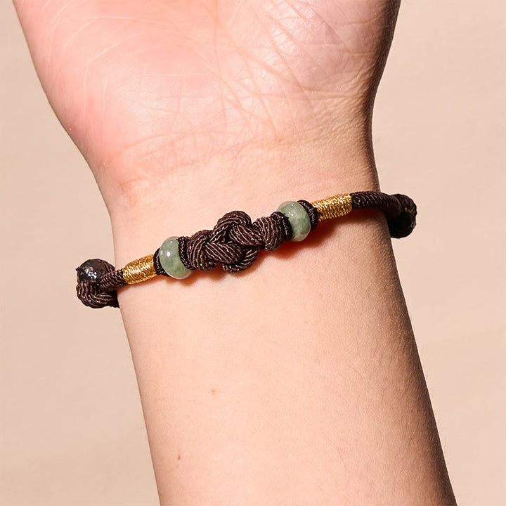 Buddha Stones 赤い糸 カップルブレスレット 翡翠入り 開運 編み紐 ペアアクセサリー