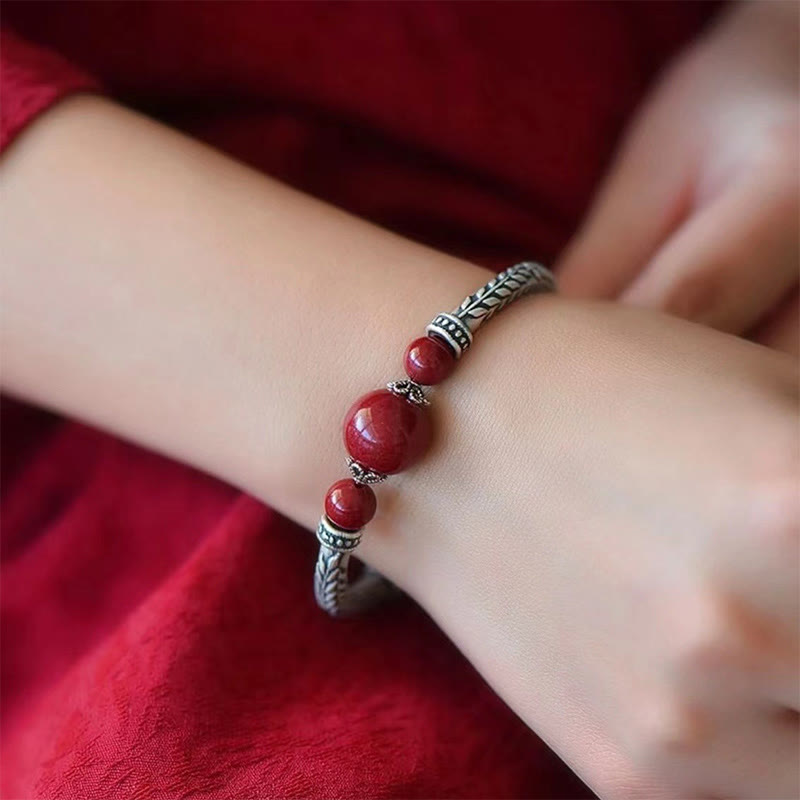 Buddha Stones999スターリングシルバー 辰砂 麦の穂 祝福ブレスレット バングル - image 11