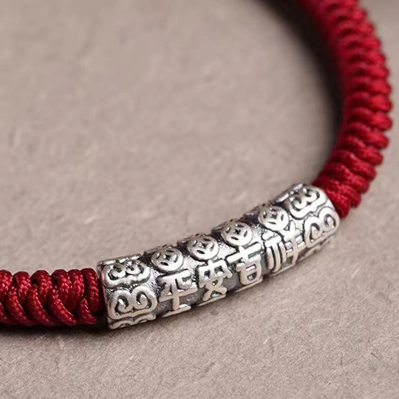Buddha Stonesハンドメイド999スターリングシルバー平和と幸運繁栄オーム・マニ・パドメ・フム幸運ロープブレスレット - image 12
