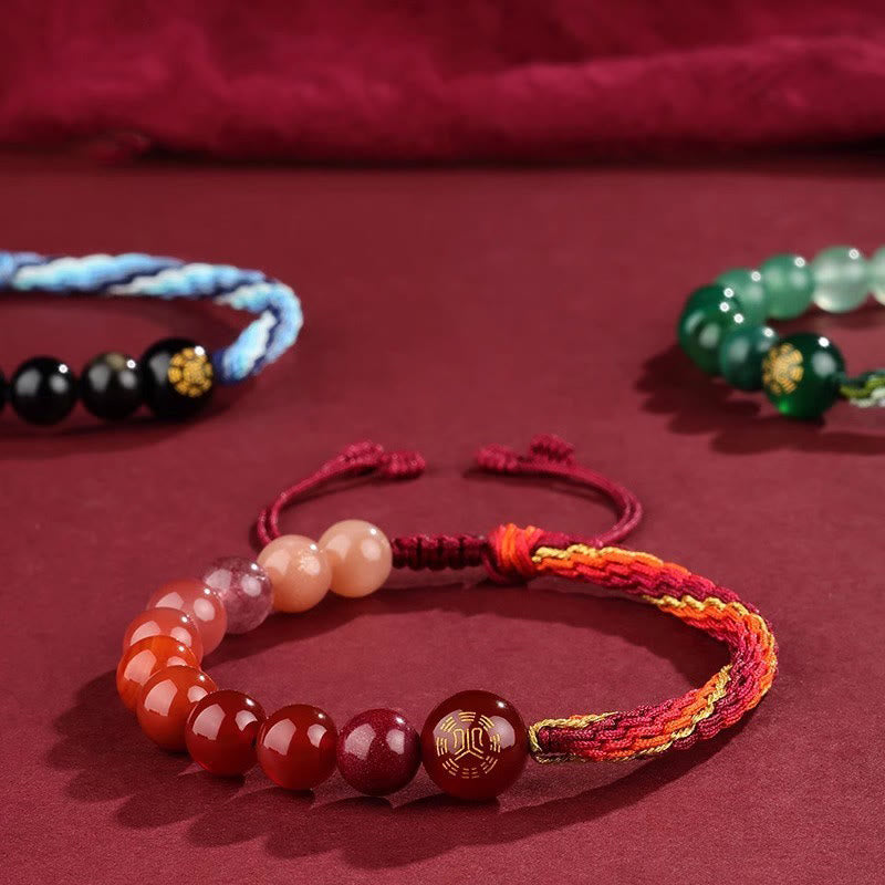Buddha Stones 水晶 瑪瑙 開運 金運 富運 結び目編み パワーストーン ブレスレット