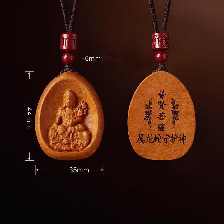 Buddha Stones桃の木 辰砂オーム・マニ・パドメ・フム中国の十二支 黒紐ネックレスペンダント - image 20