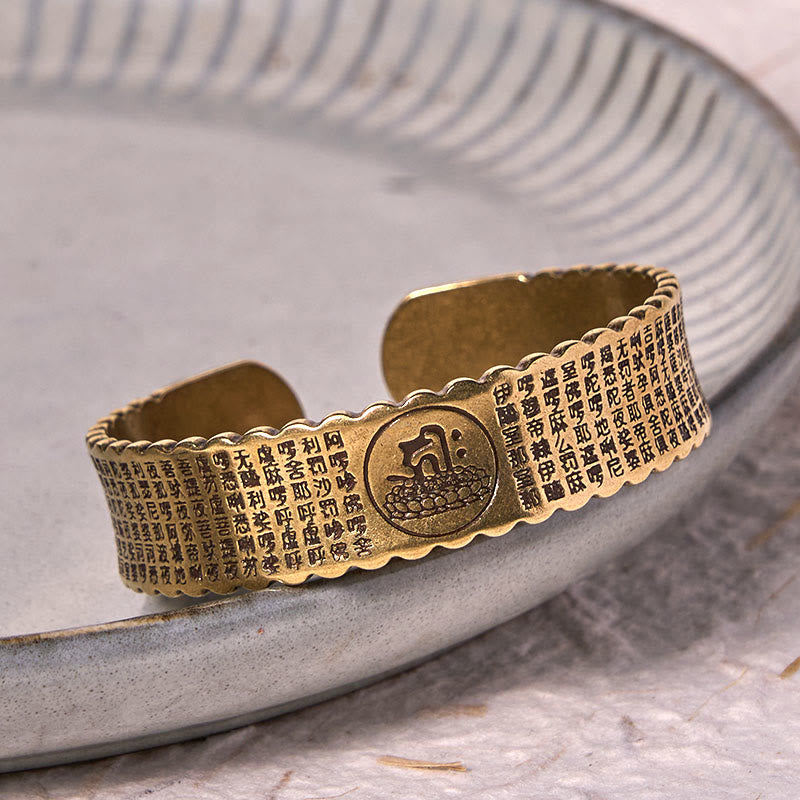 Buddha Stones大悲心マントラ 銅 真鍮 幸運 セルフケア ブレスレット バングル