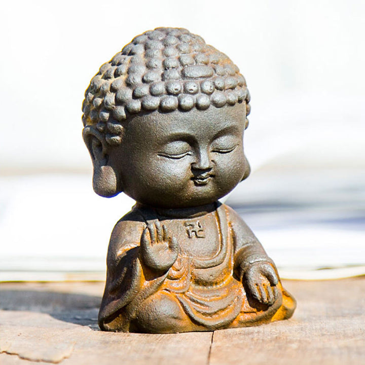Buddha Stones小さな瞑想仏 鉄粉錆鋳造樹脂像 家の装飾