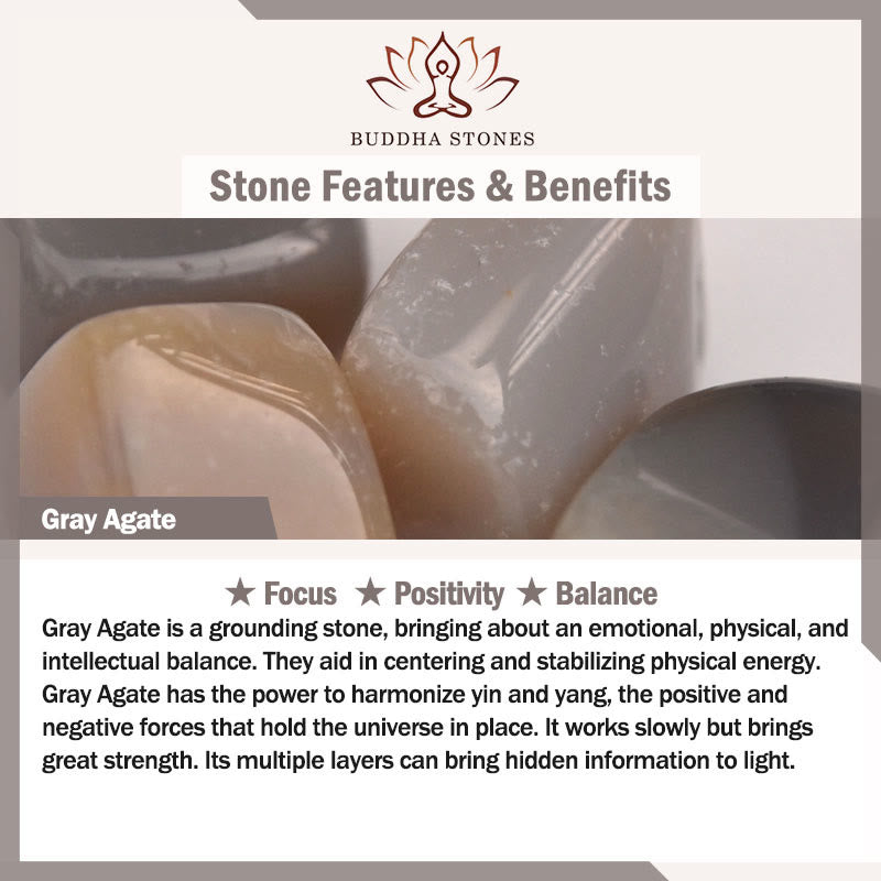 Buddha Stonesサンダルウッド グレーアゲート カルセドニー カフ ハーフブレスレット バングル