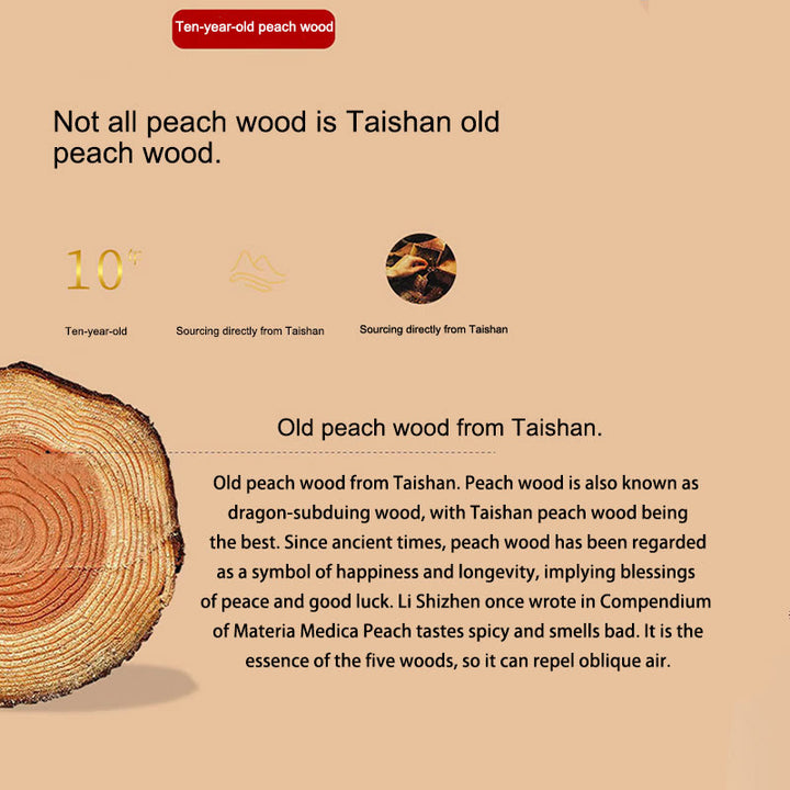 Buddha Stones桃の木 辰砂オーム・マニ・パドメ・フム中国の十二支 黒紐ネックレスペンダント - image 4