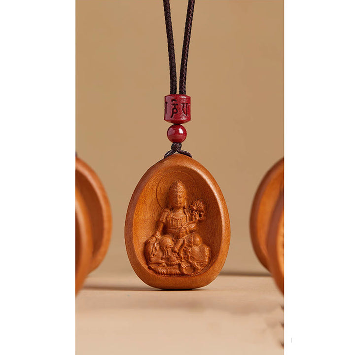 Buddha Stones桃の木 辰砂オーム・マニ・パドメ・フム中国の十二支 黒紐ネックレスペンダント - image 14