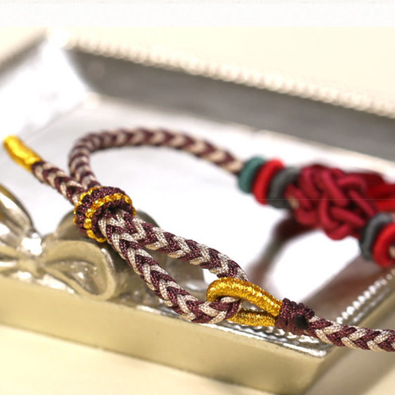 Buddha Stonesカラフル紐 桃の花結び タッセル 守護ブレスレット