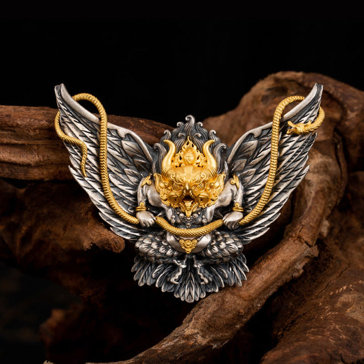 Buddha Stones925 スターリングシルバー チベット ガルーダ 鳥 龍 蛇 知恵 ネックレス ペンダント - image 2