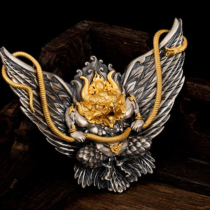 Buddha Stones925 スターリングシルバー チベット ガルーダ 鳥 龍 蛇 知恵 ネックレス ペンダント - image 4