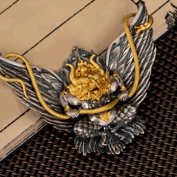Buddha Stones925 スターリングシルバー チベット ガルーダ 鳥 龍 蛇 知恵 ネックレス ペンダント - image 6