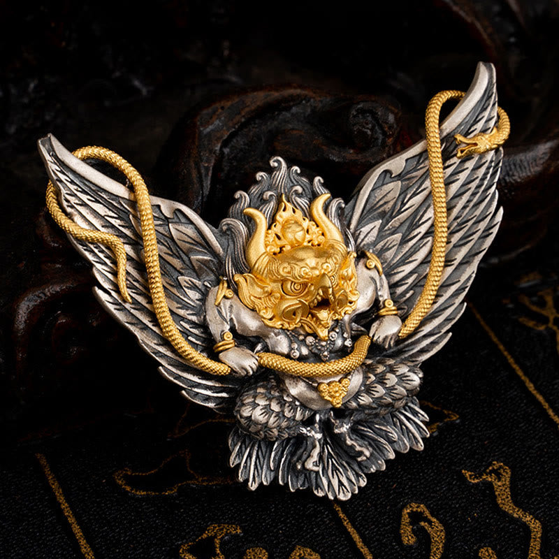 Buddha Stones925 スターリングシルバー チベット ガルーダ 鳥 龍 蛇 知恵 ネックレス ペンダント - image 5