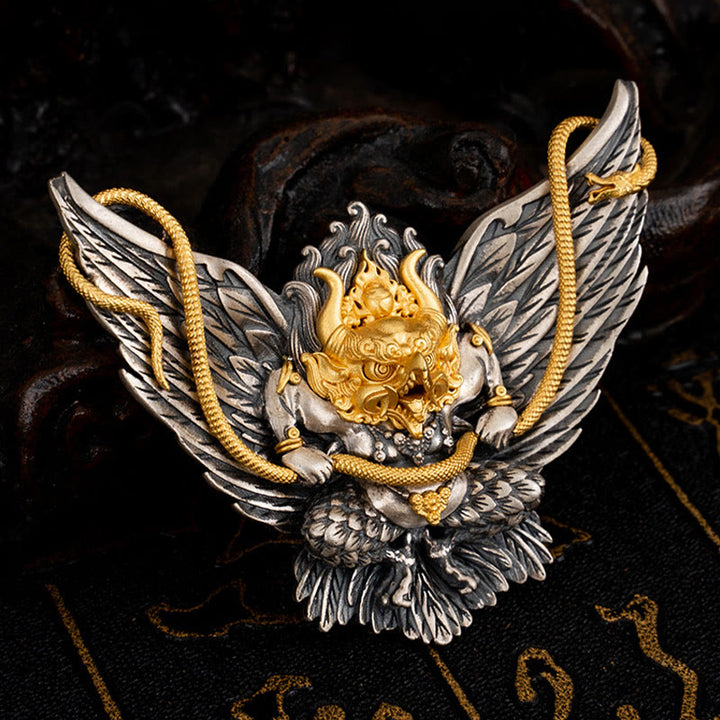 Buddha Stones925 スターリングシルバー チベット ガルーダ 鳥 龍 蛇 知恵 ネックレス ペンダント - image 5