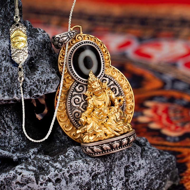 Buddha Stones925 スターリングシルバー チベット イエロー ジャンバラ 富の神 ジビーズオーム・マニ・パドメ・フム幸福のネックレスペンダント - 黄色のジャンバラ&52cm 死体の森の王 銅のチェーン - image 20