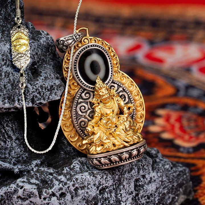 Buddha Stones925 スターリングシルバー チベット イエロー ジャンバラ 富の神 ジビーズオーム・マニ・パドメ・フム幸福のネックレスペンダント - 黄色のジャンバラ&52cm 死体の森の王 銅のチェーン - image 20