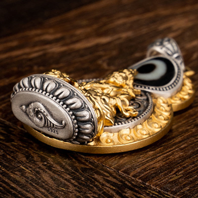 Buddha Stones925 スターリングシルバー チベット イエロー ジャンバラ 富の神 ジビーズオーム・マニ・パドメ・フム幸福のネックレスペンダント - image 4