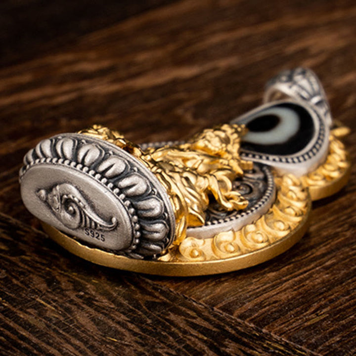 Buddha Stones925 スターリングシルバー チベット イエロー ジャンバラ 富の神 ジビーズオーム・マニ・パドメ・フム幸福のネックレスペンダント - image 4