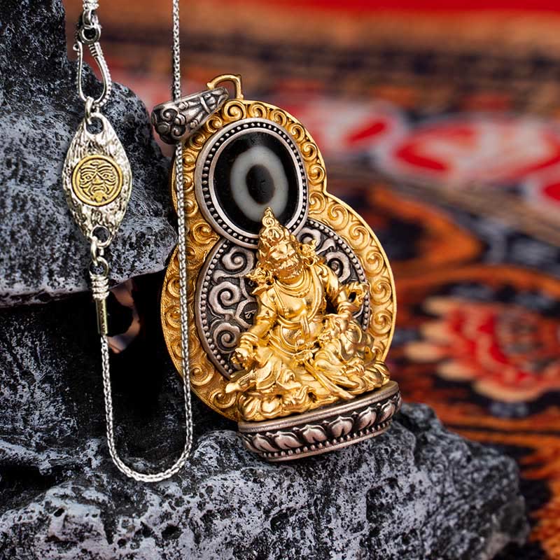 Buddha Stones925 スターリングシルバー チベット イエロー ジャンバラ 富の神 ジビーズオーム・マニ・パドメ・フム幸福のネックレスペンダント - イエロー ジャンバラ&50cm ザキラム銅チェーン - image 16