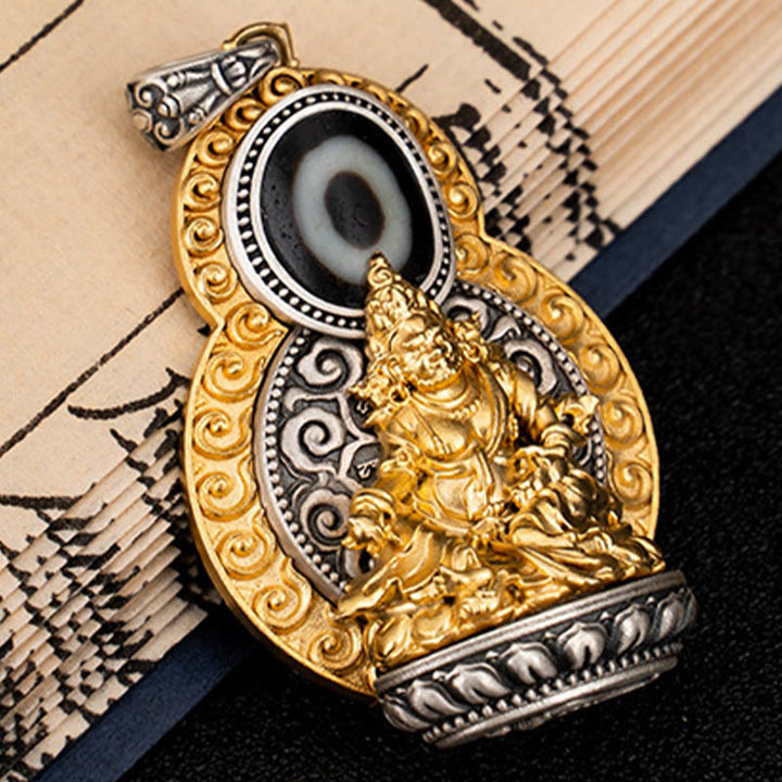 Buddha Stones925 スターリングシルバー チベット イエロー ジャンバラ 富の神 ジビーズオーム・マニ・パドメ・フム幸福のネックレスペンダント - image 5