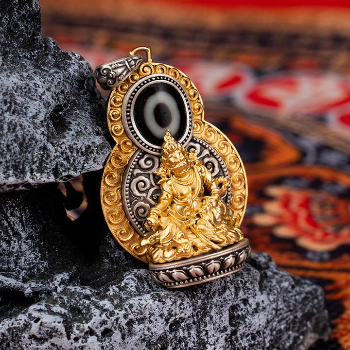 Buddha Stones925 スターリングシルバー チベット イエロー ジャンバラ 富の神 ジビーズオーム・マニ・パドメ・フム幸福のネックレスペンダント - イエロー ジャンバラ(ペンダントのみ) - image 1