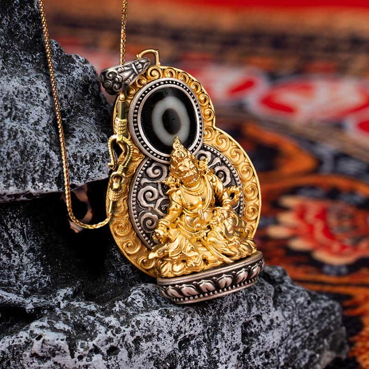 Buddha Stones925 スターリングシルバー チベット イエロー ジャンバラ 富の神 ジビーズオーム・マニ・パドメ・フム幸福のネックレスペンダント - イエロージャンバラ&58cmゴールド銅チェーン - image 14