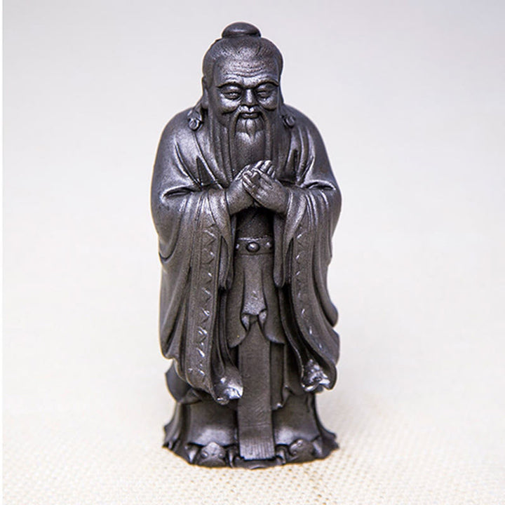 Buddha Stones手作り 孔子 鉄粉 錆 鋳造 樹脂 像 家の装飾