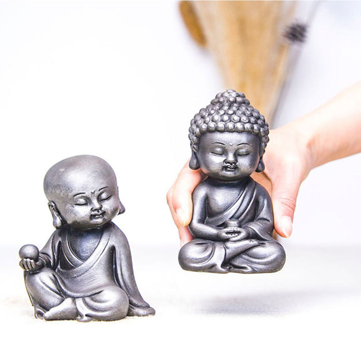 Buddha Stones手作り地蔵観音観音観音菩薩如来鉄粉錆キャスト樹脂像家の装飾