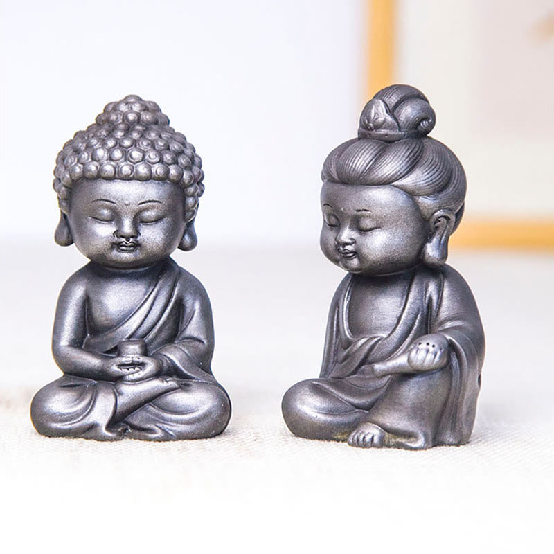 Buddha Stones手作り地蔵観音観音観音菩薩如来鉄粉錆キャスト樹脂像家の装飾
