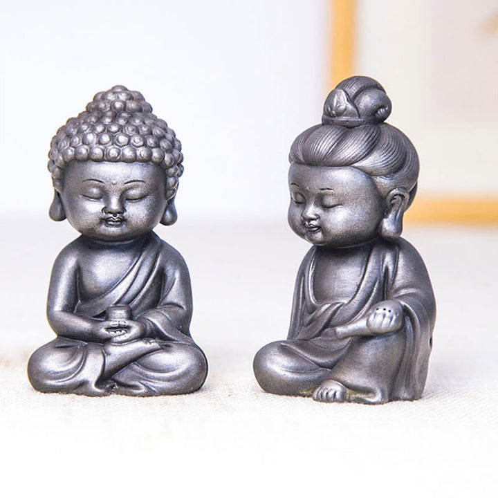 Buddha Stones手作り地蔵観音観音観音菩薩如来鉄粉錆キャスト樹脂像家の装飾