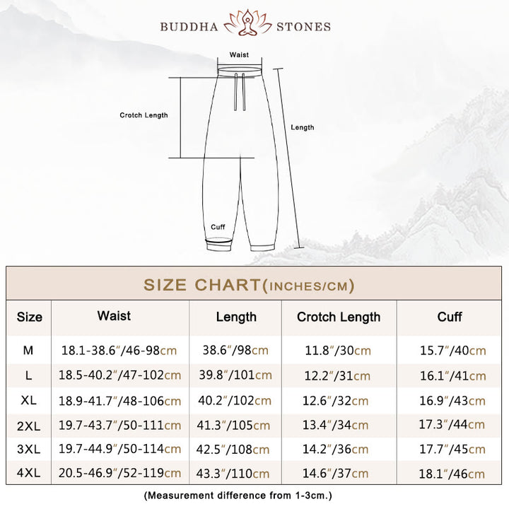 Buddha Stones無地コットンリネンカジュアルメンズハーレムパンツ(ポケット付き) - image 4