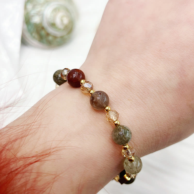 Buddha Stones天然ルチルクォーツ アメジスト 守護ブレスレット