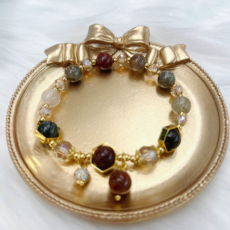 Buddha Stones天然ルチルクォーツ アメジスト 守護ブレスレット