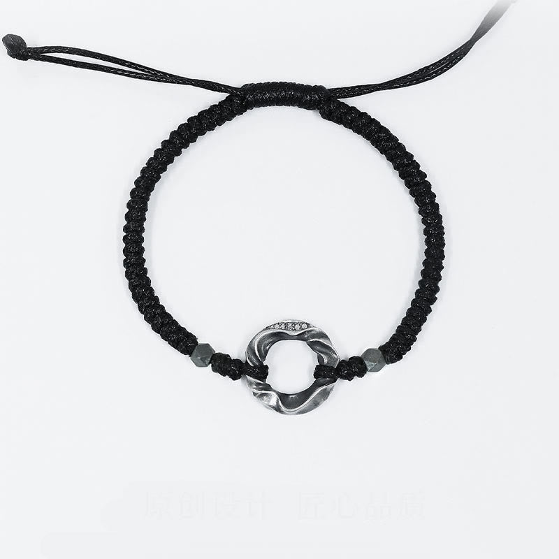 Buddha Stones999スターリングシルバー平和のお守りチャームブラックワックスロープ守護ブレスレット - image 12