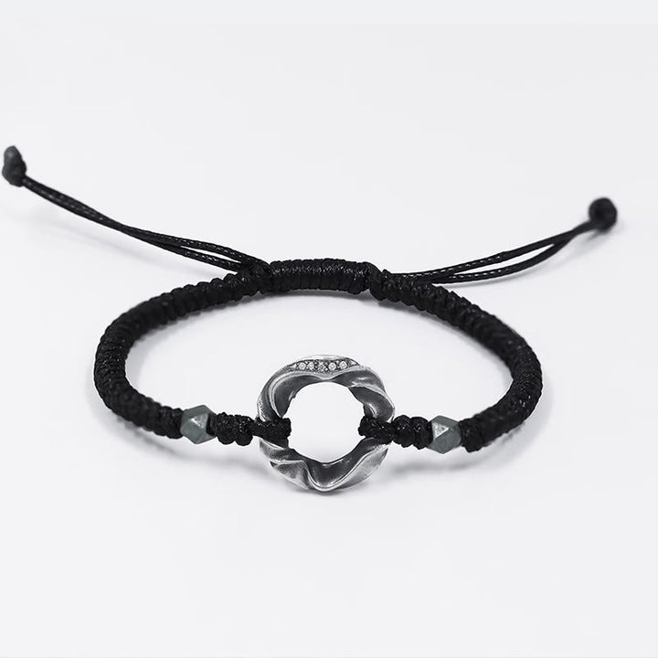Buddha Stones999スターリングシルバー平和のお守りチャームブラックワックスロープ守護ブレスレット - image 9