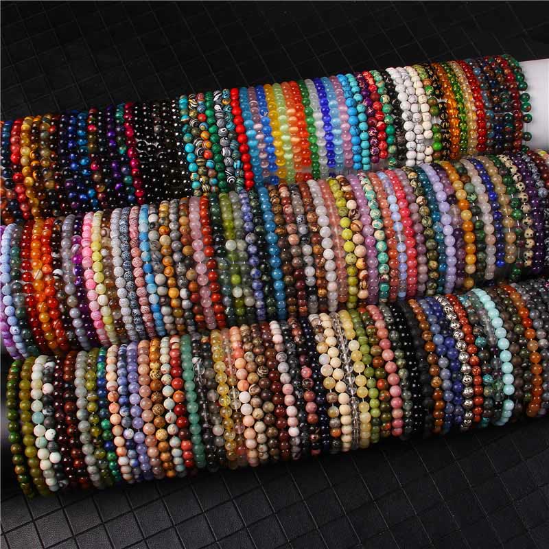 Buddha Stones6mm 各種石 クリスタル ブラック グリッター ストーン レッド タイガーアイ ビーズ 守護ブレスレット