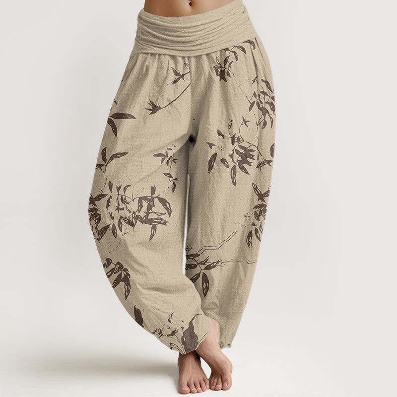 Buddha Stonesの枝柄レディース伸縮性ウエストハーレムパンツ - カーキ - US22、 UK/AU26、 EU54 (6XL) - image 1