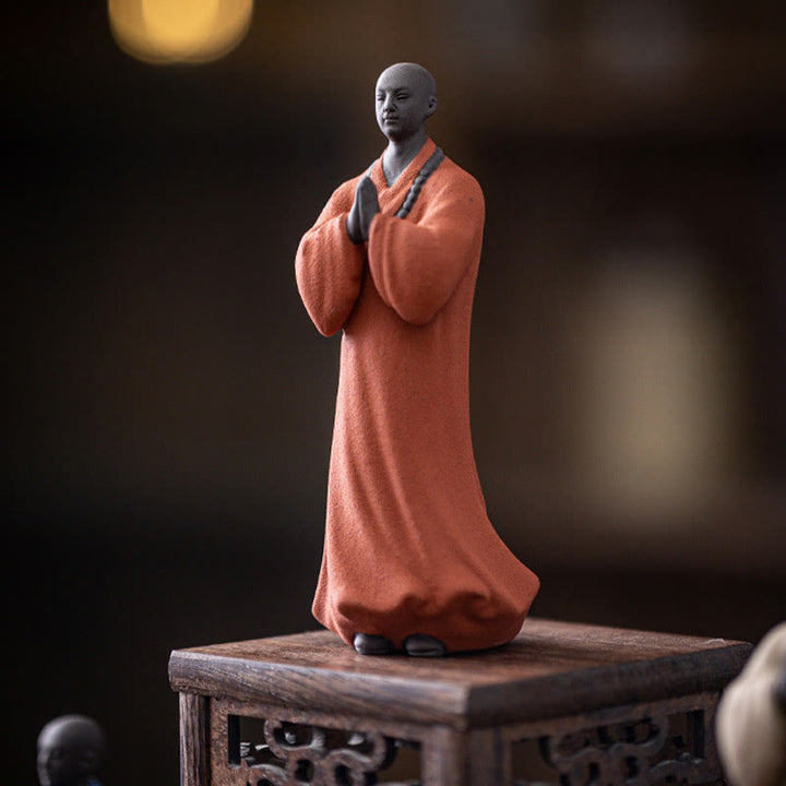 Buddha Stones瞑想 祈り 僧侶 像 陶器 慈悲 静寂 室内装飾